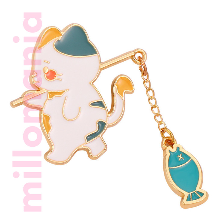 Значок металл Котик рыболов