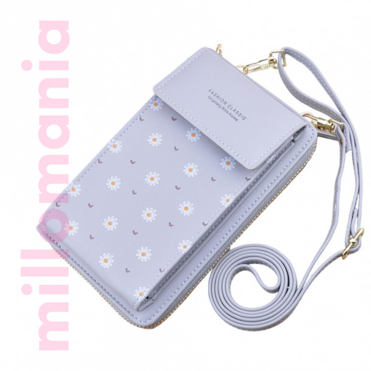 Сумка клатч экокожа Ромашки для мобильного телефона