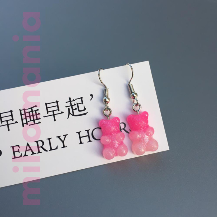 Серьги Мишки Градиент разные цвета