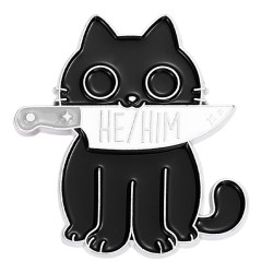 Значок металл Котик с ножом