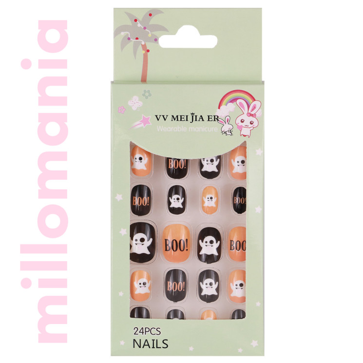 Ногти накладные короткие Хеллоуин набор 24шт
