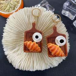Серьги акрил Круассан с кофе