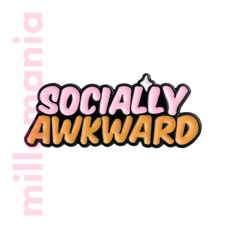 Значок металл Надпись SOCIALLY AWKWARD