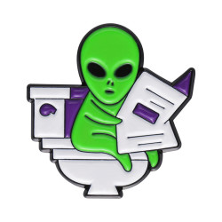 Значок металл Инопланетянин на унитазе