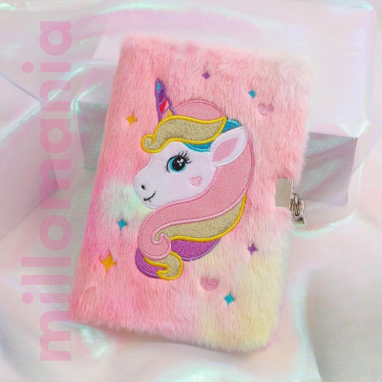 Блокнот плюшевый Единорог с замком