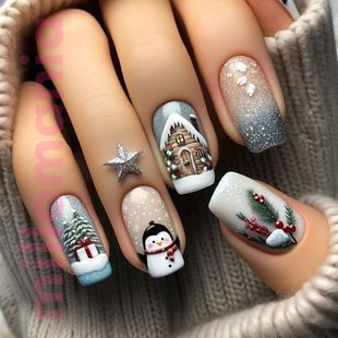 Ногти накладные Пингвин Новый Год 24шт
