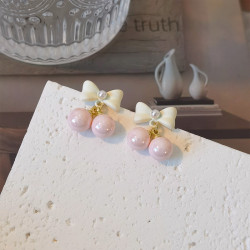 Серьги металл Бантик с бусинами