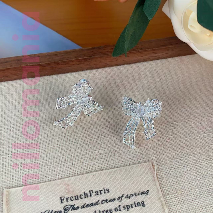 Серьги металл Бантики плетенные